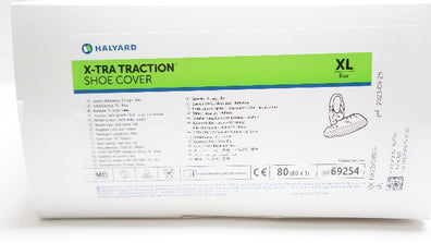Halyard 69254 X-TRA TRACTION Shoe Cover, Blue, Size XL - Box of 80